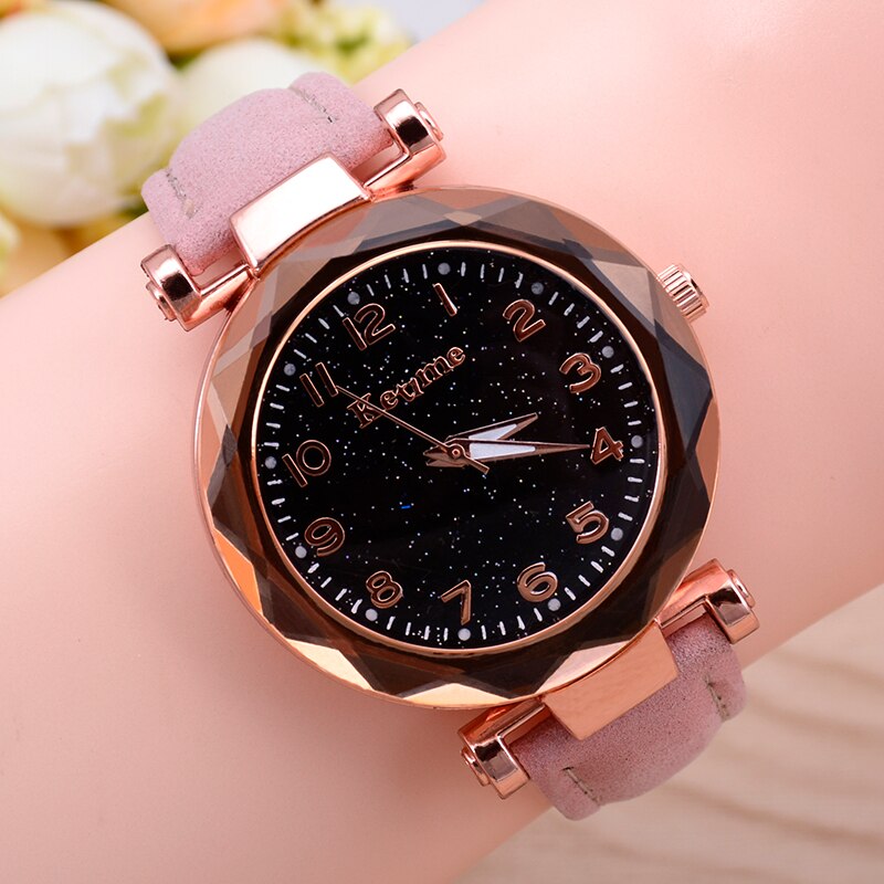 Casual Romantic Starry Sky Women Watches Bracelet Bangle Ladies Wrist Watch Simple Leather Female Clock Relogio Feminino: A