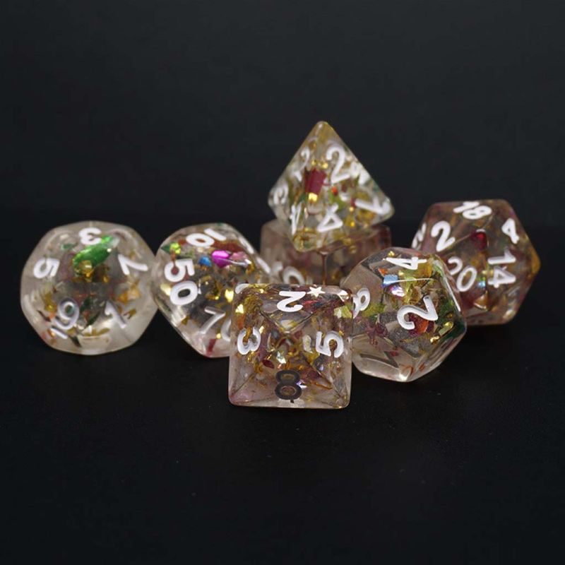 7pcs Transparent Multicolored Polyhedral Dice Set TRPG DND Table Game Dice Children Adults Board Games Accessories Parts