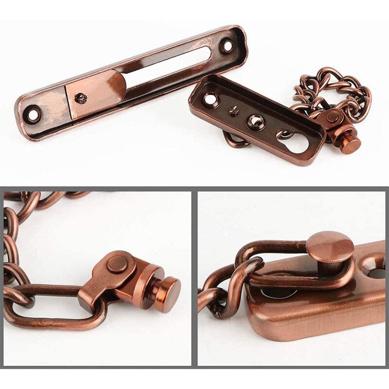 2 pacchetto Porta Catena di Blocco, Catena di Sicurezza di Guardia con Molla anti furto Presse di Blocco, lucido Porta Fermo Rosso Bronzo