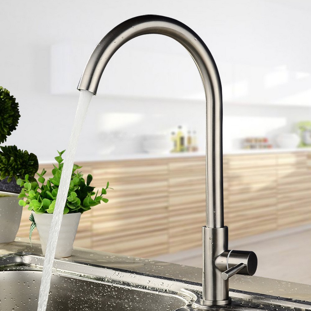 Stainless Steel Single Cold Kitchen Faucet Stainless Kitchen Faucet Kitchen Sink Water Handle Mixer Tap Kitchen Shower Faucet