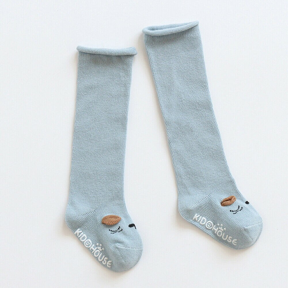 Cartoon Dier Baby Kousen Sokken Leuke Katoenen Kniehoge Sokken Anti-Slip Peuter Kleine Baby Lange Been Warmer Kids kousen: Sky Blue / 12m