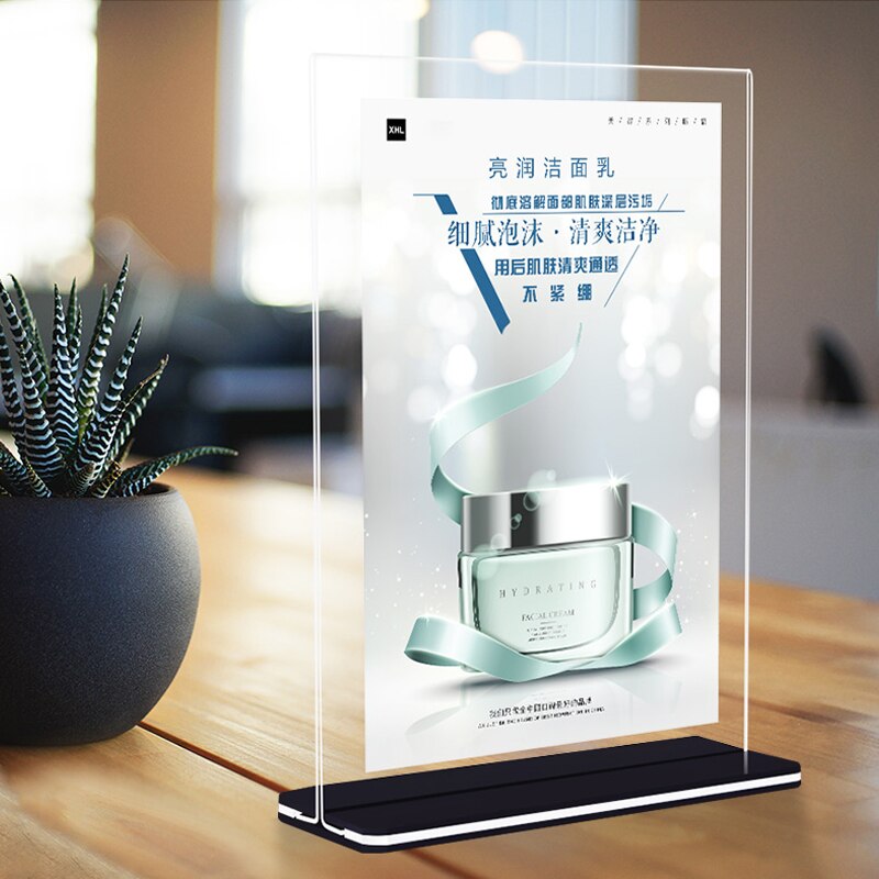 Acrylic Table Card Rack L-shaped Table Card Desktop Billboard Price Tag Table Price List Menu Display Card Picture Frame
