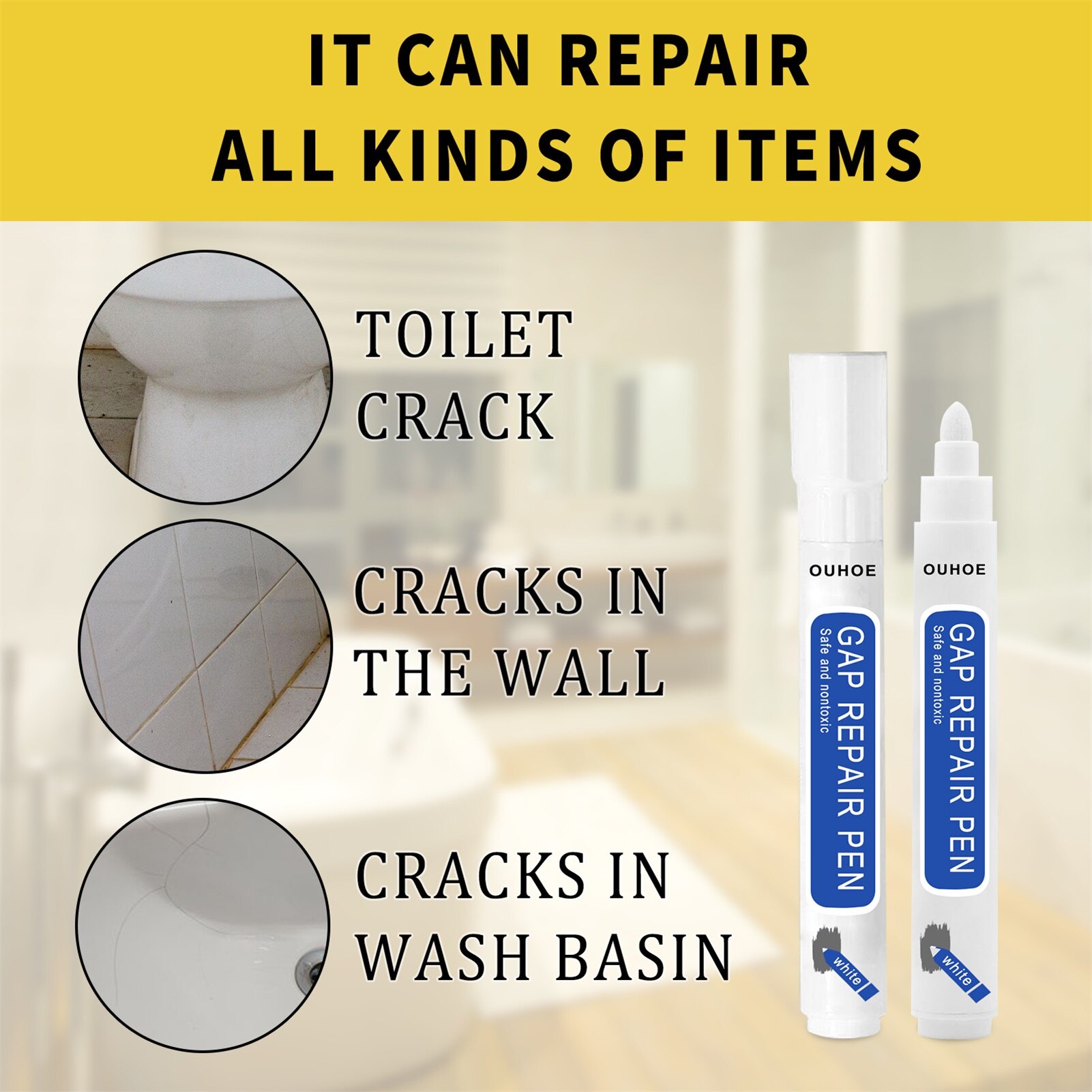 Waterproof Tile Gap Repair Color Pen White Tile Refill Grout Pen Mouldproof Filling Agents Wall Porcelain Bathroom Paint Cleaner