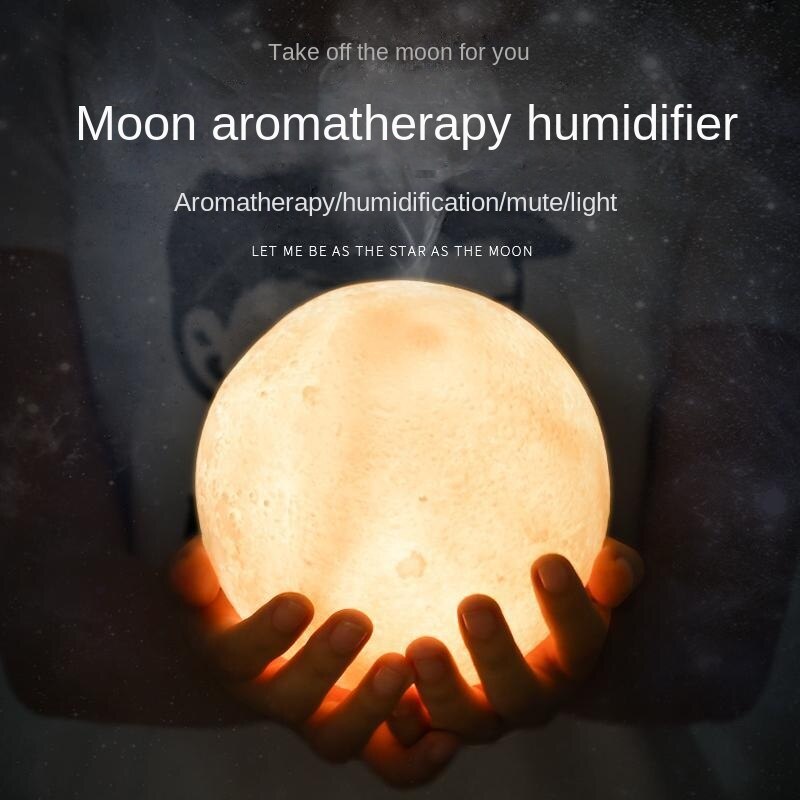 880ML Moon Lamp Ultrasound Air Humidifier Essential Oils Office Desktop Air Purifier Purification Vapor Nightlight Evaporators