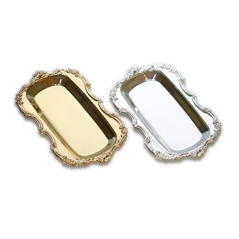 Mini Metall Gold Tablett Teller Silber Lagerung Hochzeits-mittel Dekoration