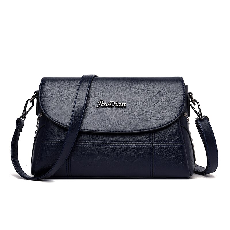 Effen Kleur Pu Lederen Schoudertassen Voor Vrouwen Literaire Minderheid Crossbody Trendy Dames Tas: Blue