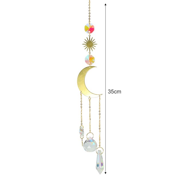 Crystal Windchimes Ster Maan Hanger Hexagon Prisma Zon Licht Catcher Tuin Venster Bruiloft Opknoping Home Decor Wind Chime: D