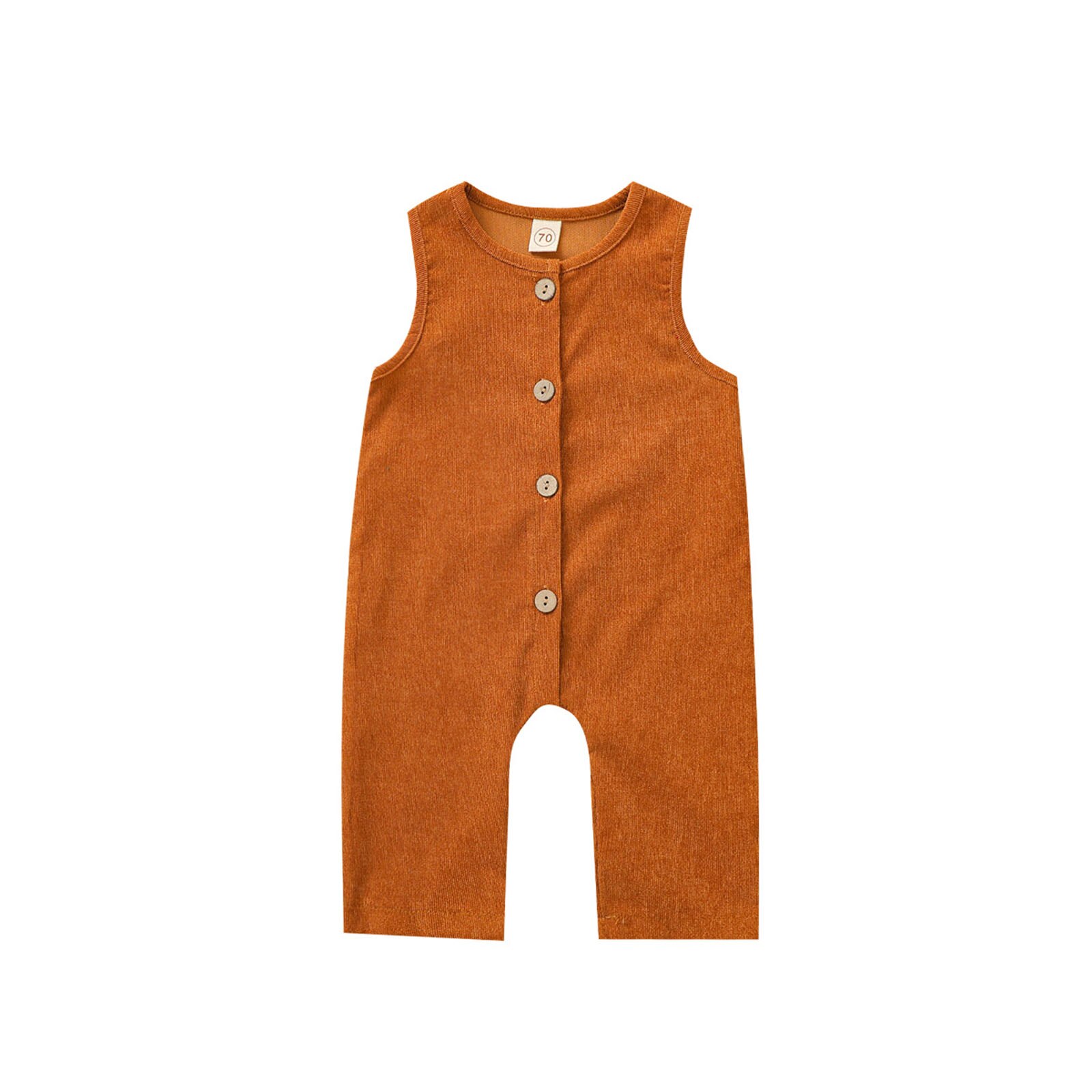 0-24M Zomer Baby Baby Meisje Jongen Romper Overall Effen Kleur Knop Mouwloze Jumpsuit Zomer Een Stuk: Oranje / 6m
