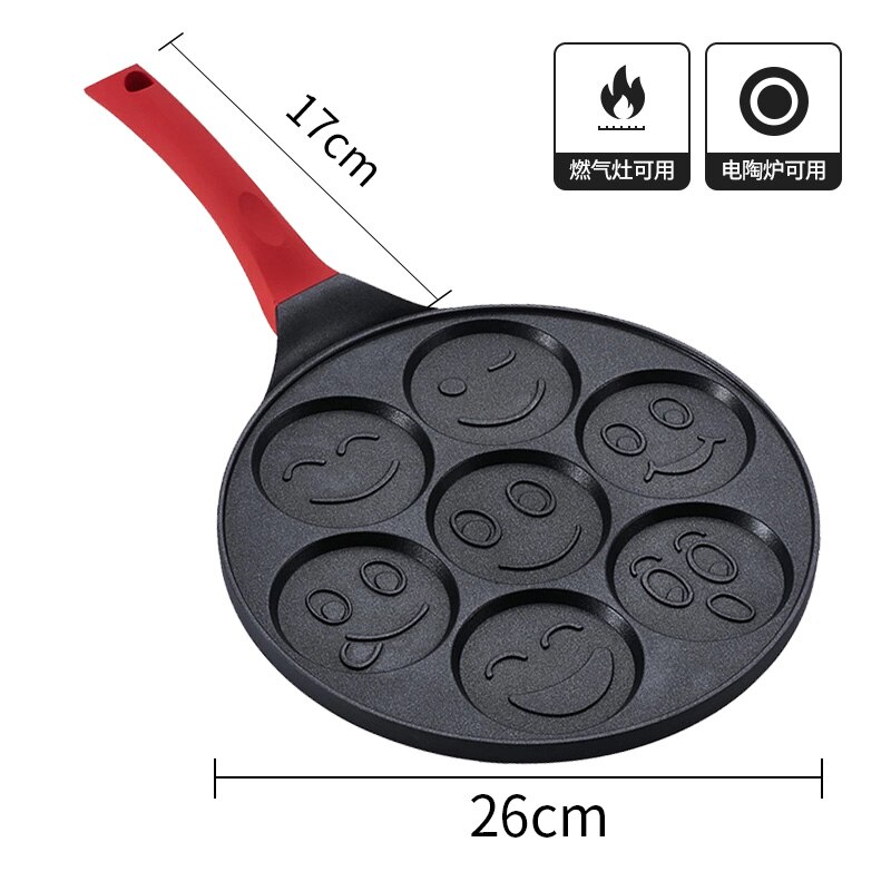 Aluminium Koekenpan Zeven-Hole Smiley Gezicht Animal Mold Pancake Omelet Pan Non-stick Ontbijt Ei Pot ZM1124: Smiley