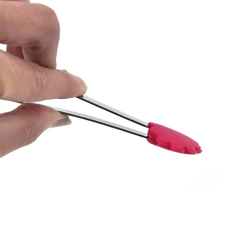 1 Pcs Stainless Steel Kitchen Tongs Small Cute Non-Slip Silicone Tip Tongs Household Ice Sugar Tong Food Grade Kitchen Utensils