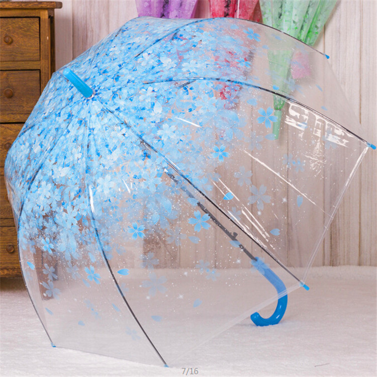 Transparent Clear Umbrella Cherry Blossom Mushroom Apollo Princess Women Rain Umbrella Sakura Long Handle Umbrellas