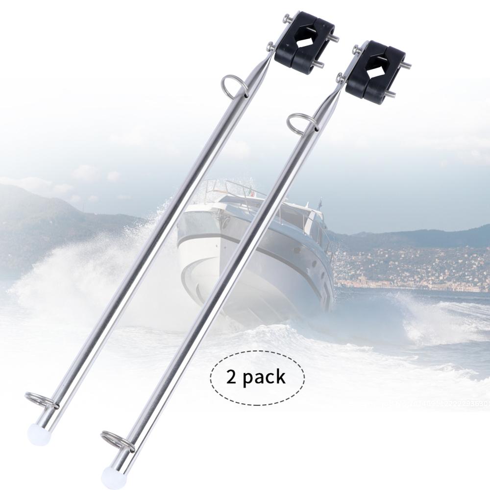 2 Pieces Stainless Steel Rail Mount Boat Pulpit Staff (7/8" - 1 1/4"), 15.5"Boat Yacht Marine Flag Pole