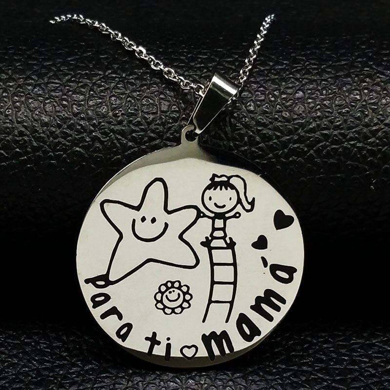 Collar de acero inoxidable con grabado de la Abuela de la familia, Gargantilla, , joyería para mujer: mama Girl