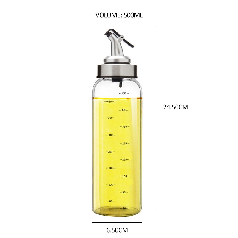 Keuken Olijfolie Dispenser Koken Olie Spuit Glas Azijn Cruet 6 Oz 10 Oz 17 Oz Olijf Fles Azijn Dispenser olie Container: 500ML