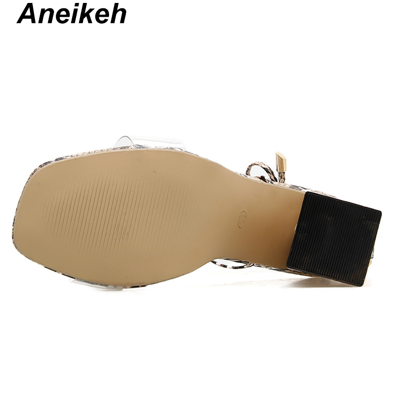 Aneikeh Summer PVC Gladiator Sandals Women Open Toe Ankle Strap Lace Up High Heels Pumps Party Dress Women's Shoes