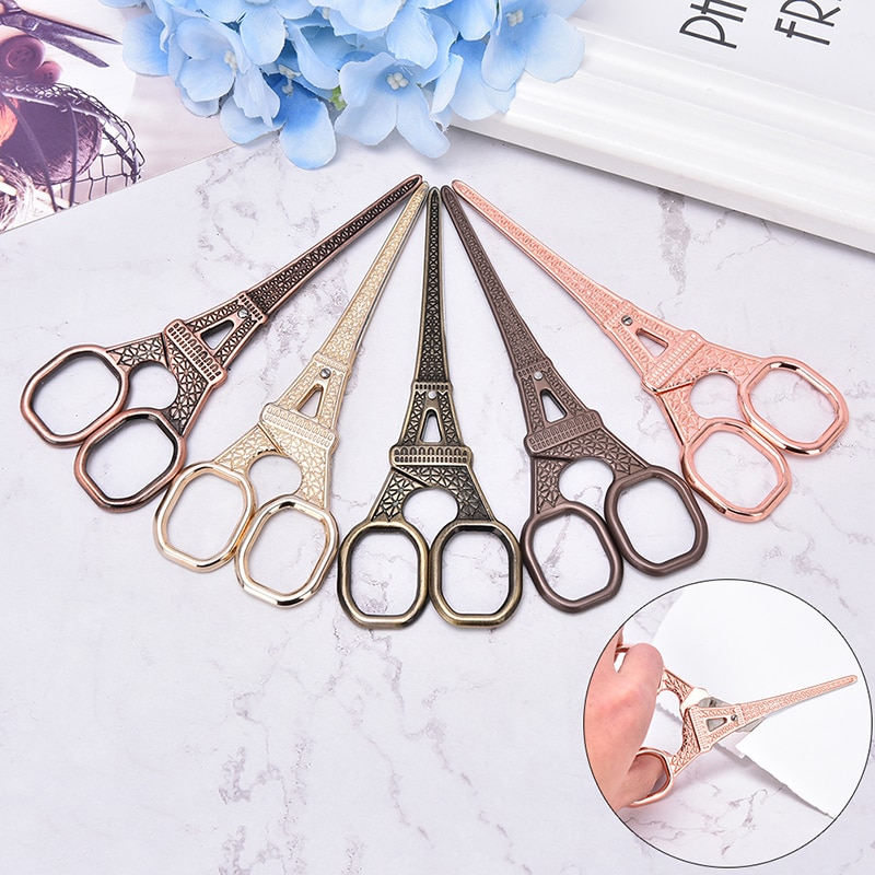 1Pc acier inoxydable européen Vintage tour Eiffel ciseaux à coudre ciseaux outils de bricolage pour la couture et couture