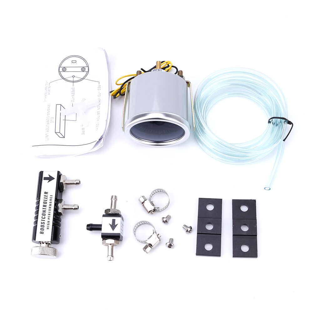 CNSPEED 2" 52mm Turbo Adjustable PSI Pulse Meter + Turbo Pulse Controller Kit 1- 30 PSI IN-CABLE Meter Metric YC101226: black