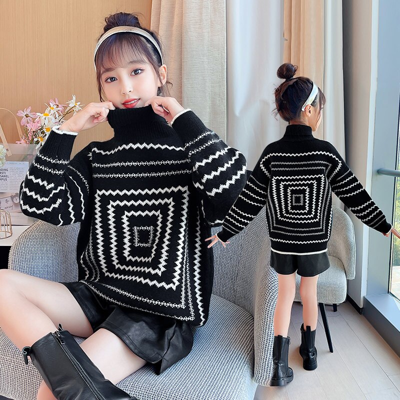 Suéteres de cuello alto para niños y adolescentes, ropa de punto de manga larga, disfraz Unisex de , 4-13 años, otoño