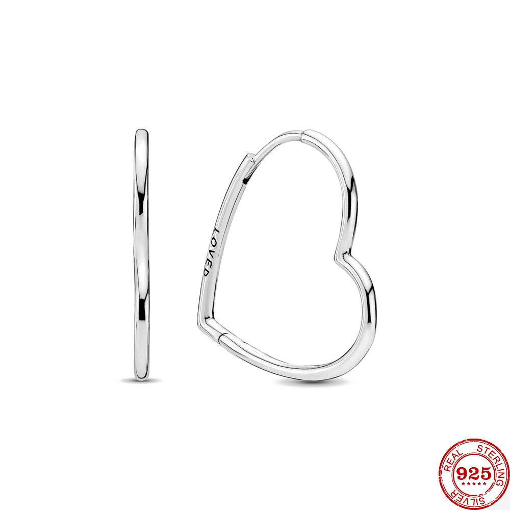 925 Sterling Zilver Oor Stude &amp; Oorbellen Asymmetrische Hart Hoepel Oorbellen Voor Vrouwen Sieraden Echt