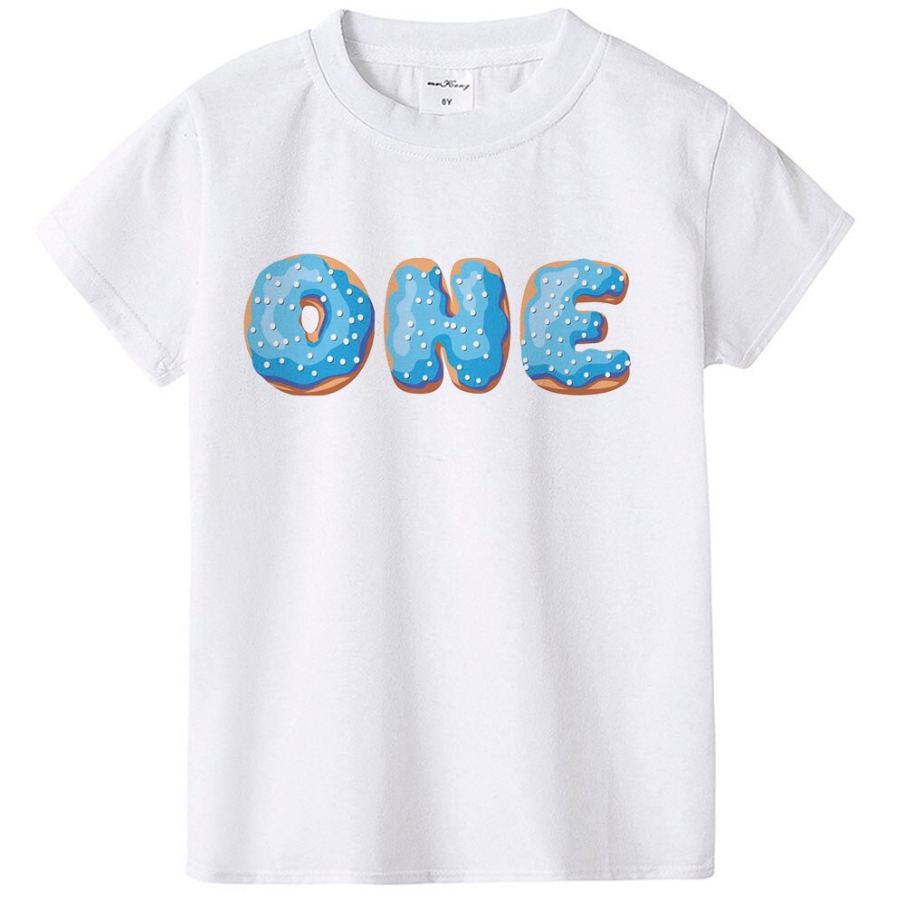 Donut 1/2 Verjaardag Nummer Print T-shirt Jongens Meisjes Verjaardag T-shirt Peuter Baby Leuke Party Kleding Korte Mouwen Kleding: HB25-KSTWH- / 24M