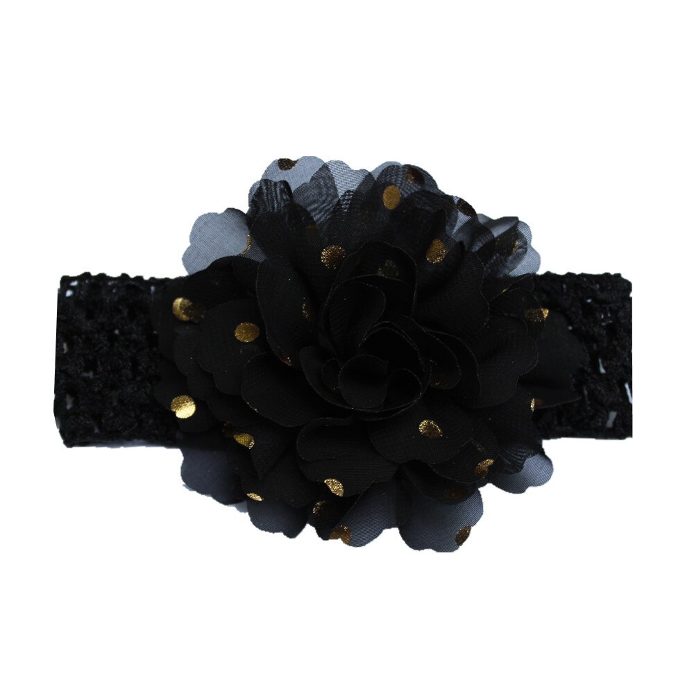 Pailletten Grote Bloemen Elasticiteit Brede Baby Hoofdband 12 Kleuren Haar Accessoires Kinderen Stamping Chiffon Haarband