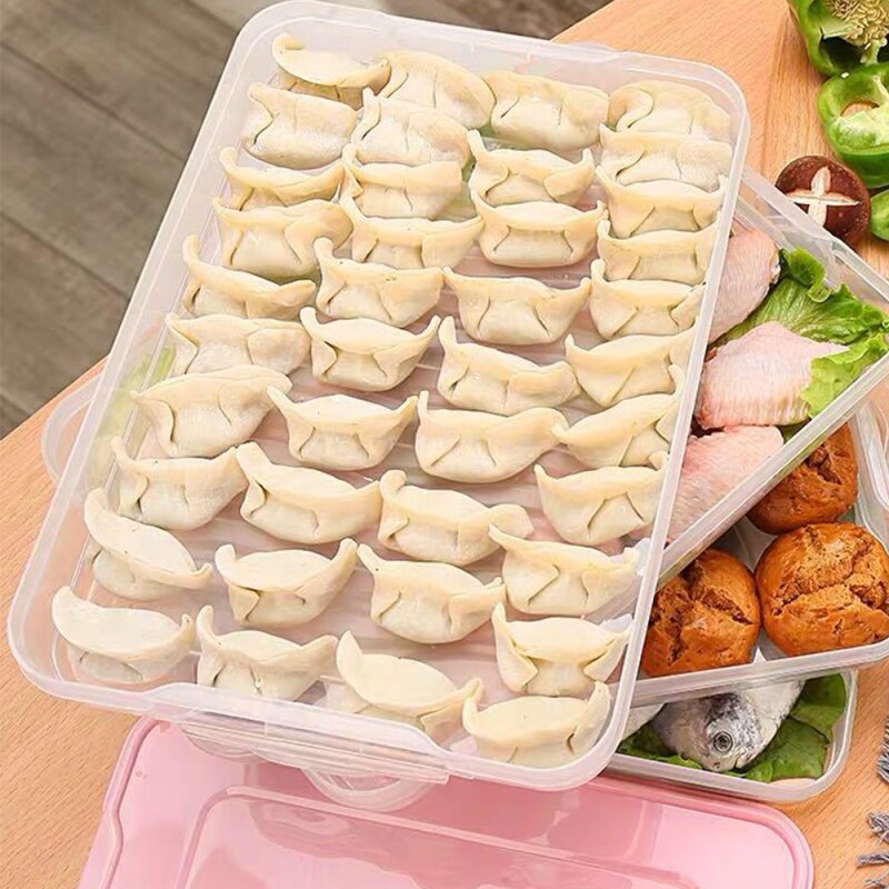 Dumpling Box Refrigerator Food Container No Divide Kitchen Transparent With Cover Plastic Storage Case Kitchen Accessories