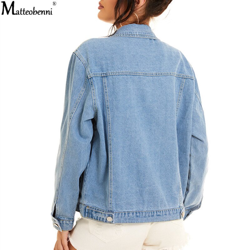 Chaqueta vaquera Mujer otoño Casual Jeans chaquetas señora Vintage suelto lavado desgastado manga larga invierno Jeans abrigos