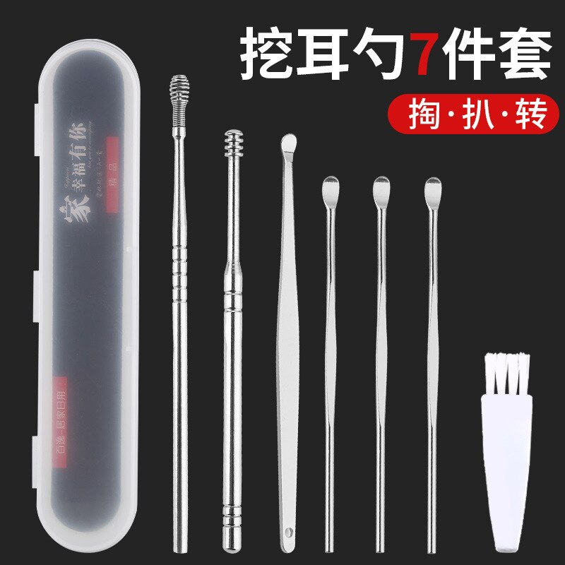 Rvs Oor Wax Cleaner Set Spiraal Lente Oren Cleaning Sticks Hoortoestellen Oorsmeer Picking Ear Wax Removal Tool