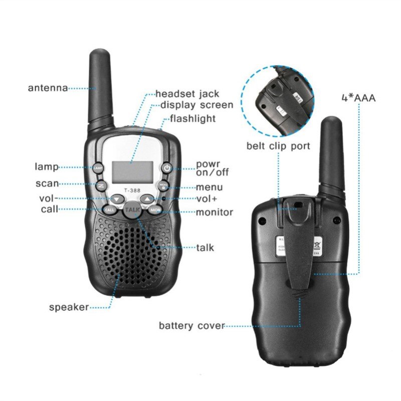 2 stk mini walkie talkie radio  t388 frekvens bærbar tovejs radio legetøj til drenge piger