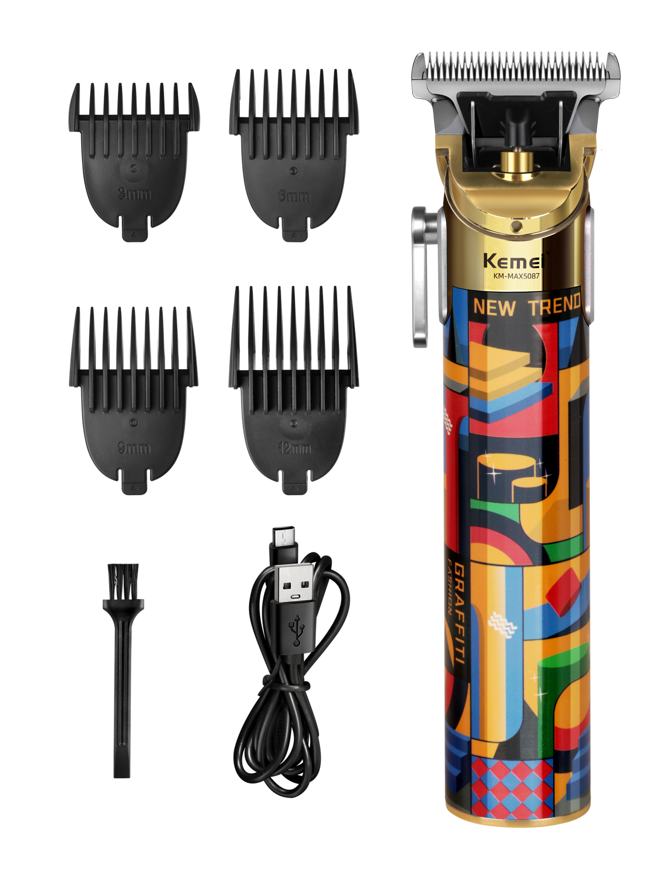 Kemei Original Haarschneidemaschine Bartschneider Zero Gapped Haarschneidemaschine Schnurloser professioneller Haarschneider für Männer KM-MAX5087