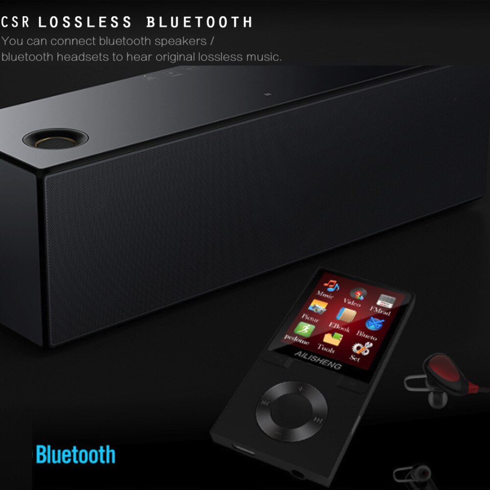 Portable Sports 1.8" TFT Screen Bluetooth MP3 Player Lossless Hifi Mp4 Music Player Slim Bluetooth FM Radio