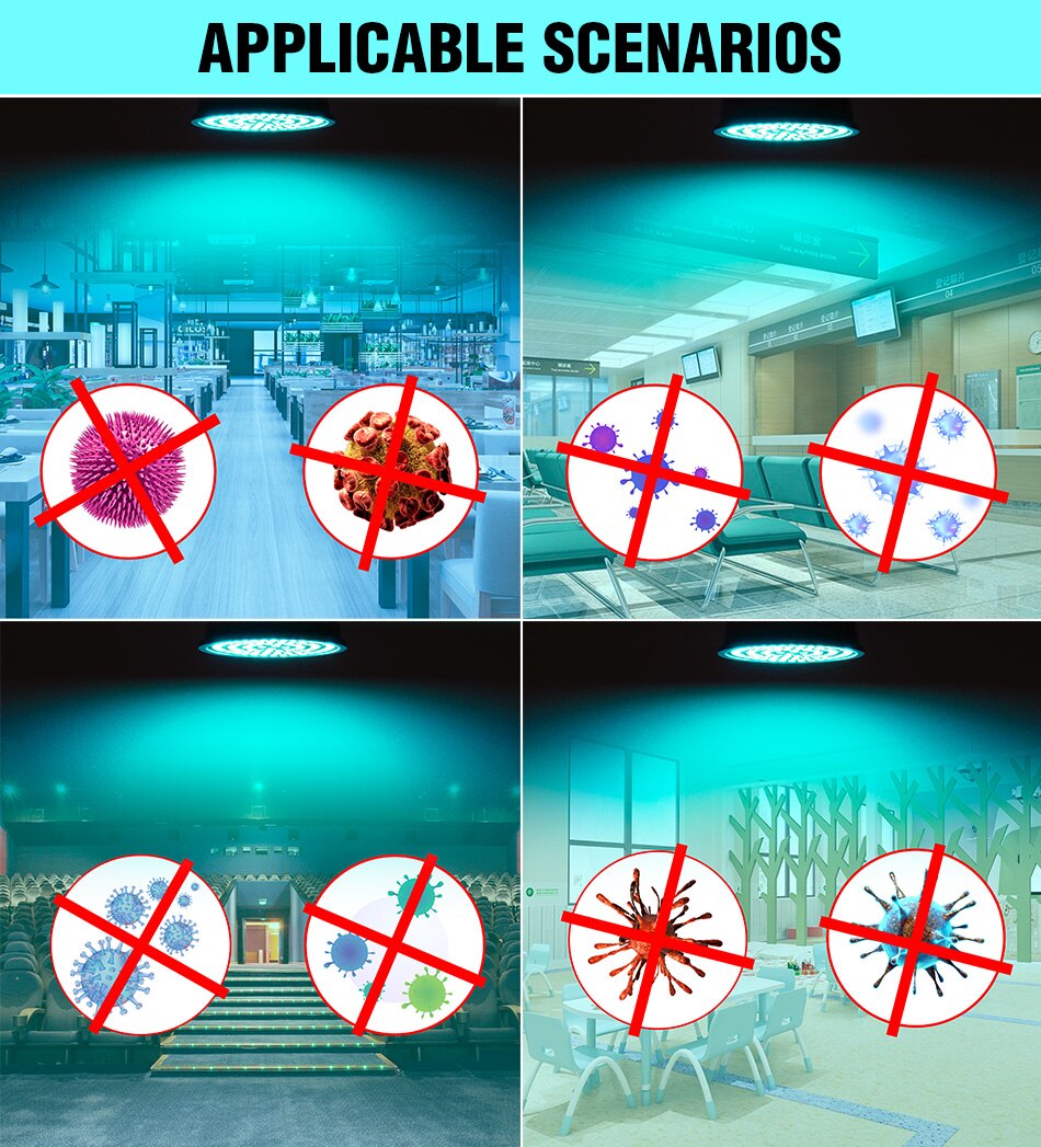 220V UVC lampa LED E27 UV LED sterylizator światła MR16 bakteriobójcza żarówka LED E14 dezynfekcja ultrafioletem światło GU10 lampa ozonowa B22