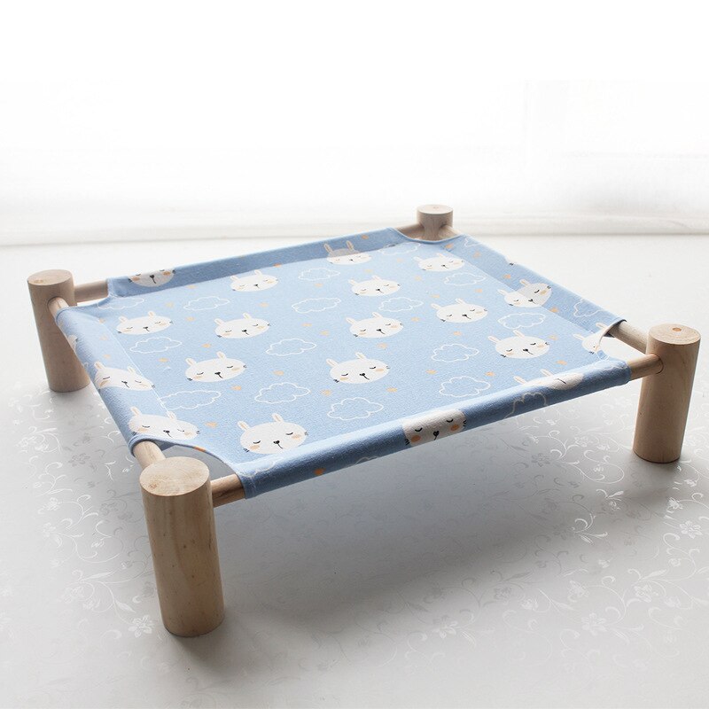 Elevated Cat Bed House Cat Hammocks Comfortable Kitten Puppy Cushion Mat Wood Canvas Cat Lounge Bed Summer Pet Sleeping Supplies: 9