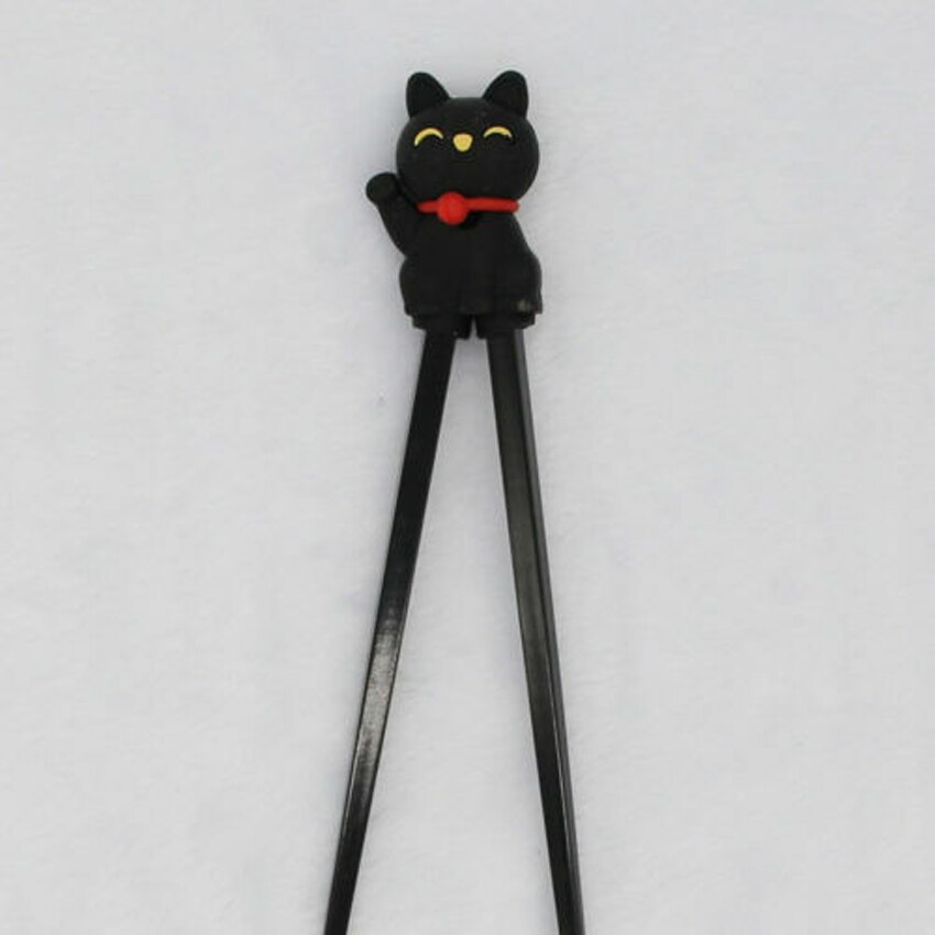 Palillos de goma antideslizantes para niños, palillos de entrenamiento al azar, para aprendizaje, 1 par: Black
