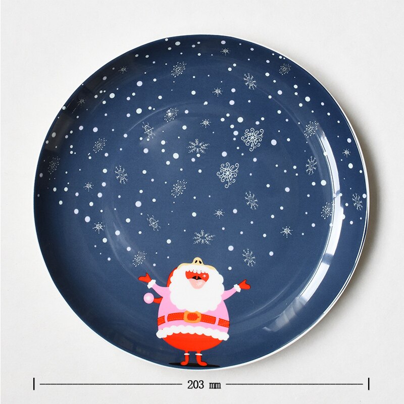 Christmas Ceramic Plate Food Dishes Steak Dinner Plates Western Dinner Plate Cartoon Hand Painted Tableware Year
