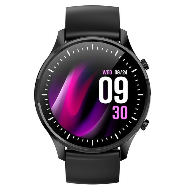 G21 Smart Watch Women DIY Watch Faces IP68 Waterproof Clock Fitness Tracker Heart Rate Monitor 1.28 inch Full Touch Round Screen: silicone Black