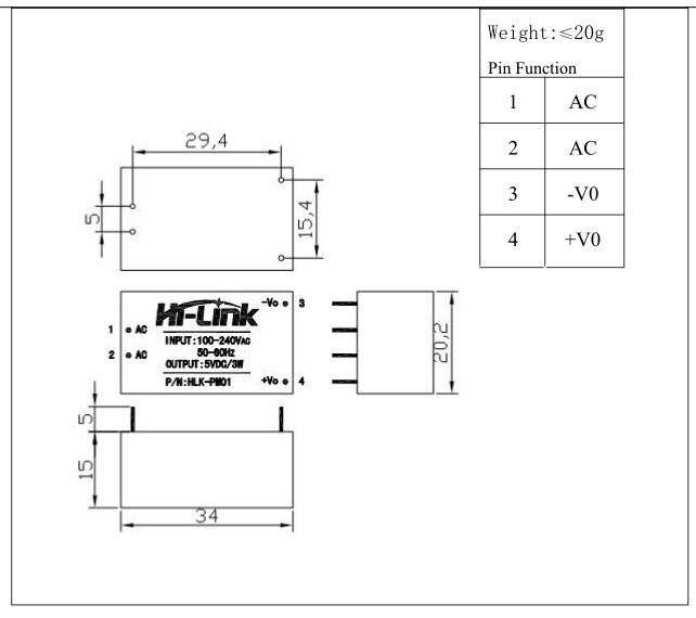 low cost Hi-Link ac dc 5v 3w mini power supply module 220v isolated switch mode power module supply HLK-PM01