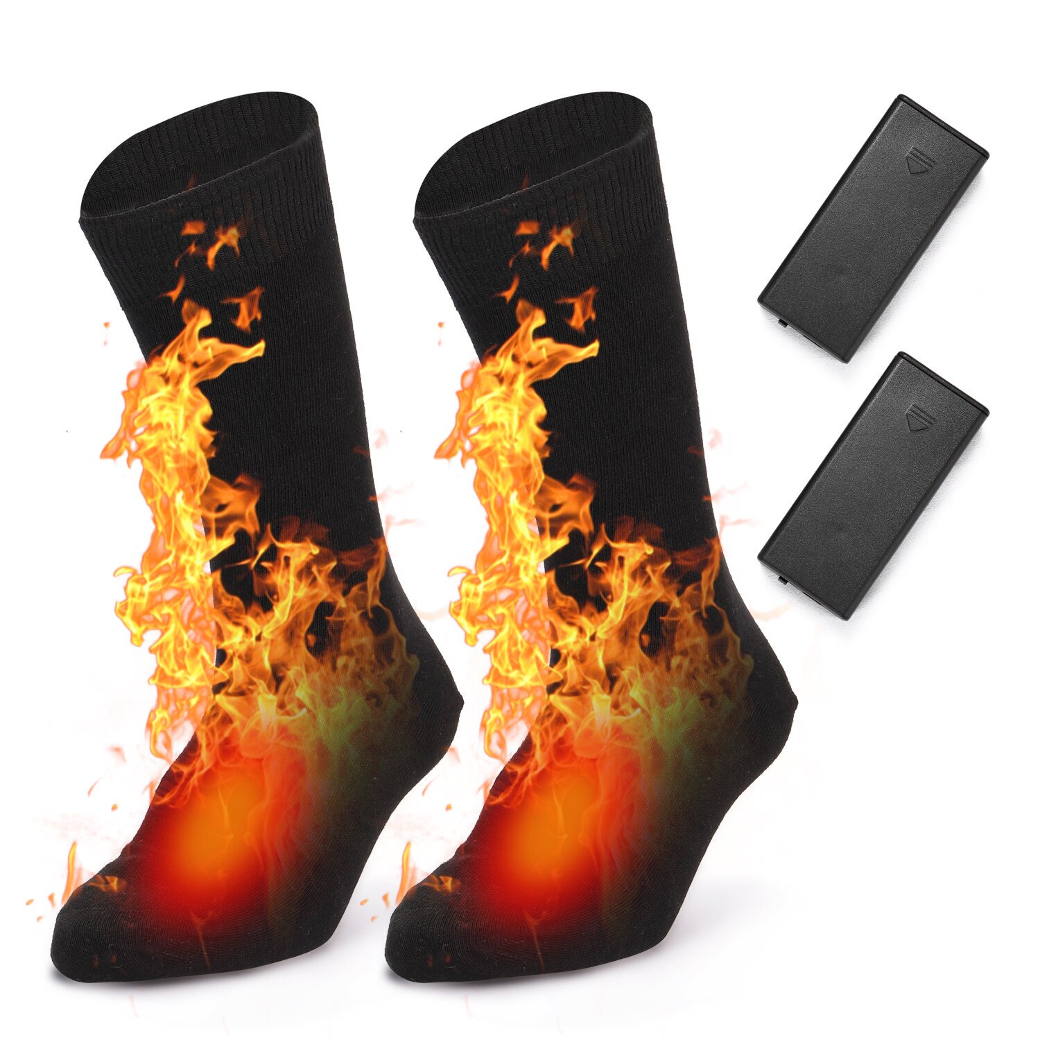 Elektrische Verwarmde Sokken Batterij Aangedreven Koud Weer Warmte Sokken Voor Mannen En Vrouwen Outdoor Camping Winter Warme Winter Sokken: 2pcs battery