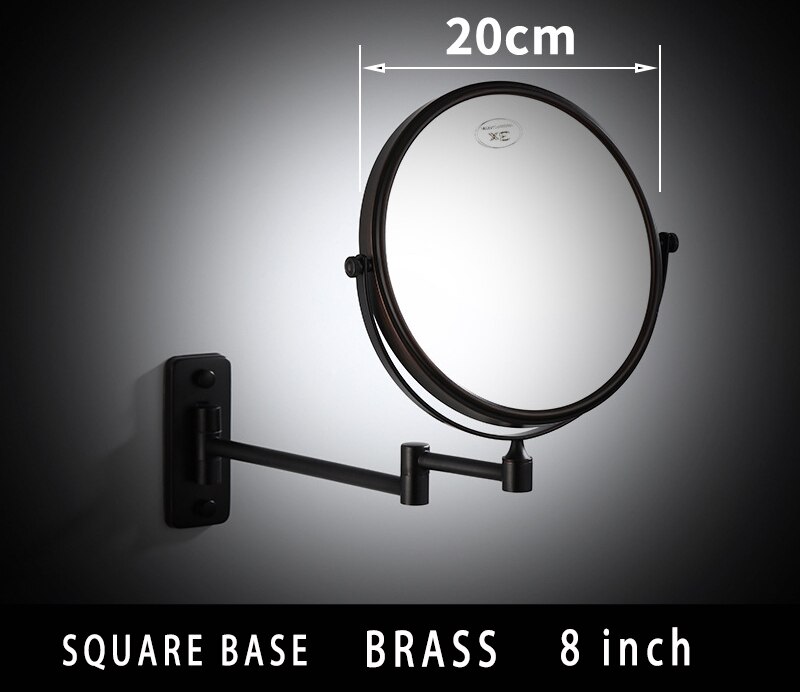 Dressing Mirror Wall Mounted 8 inch Brass Magnifying Mirror Folding Black Oil/Gold Makeup Mirror Cosmetic Mirror Lady: S 8inch BLACK