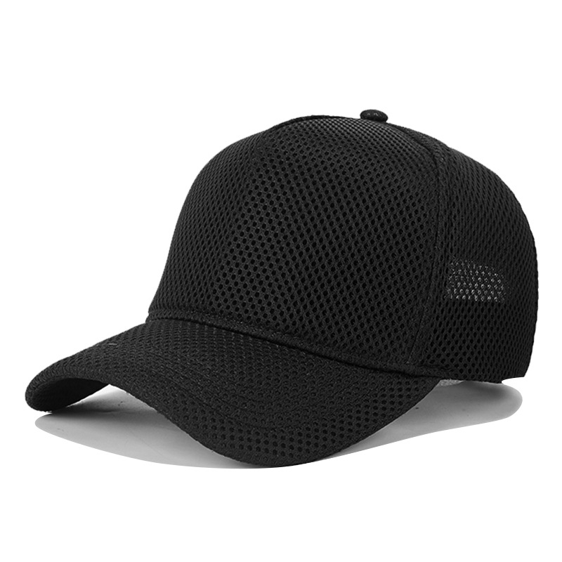 Casquette de Baseball respirante en maille à grosse tête 60-64cm pour hommes et femmes, Section fine, chapeau haut, protection solaire d'extérieur, chapeau en langue de canard: Black