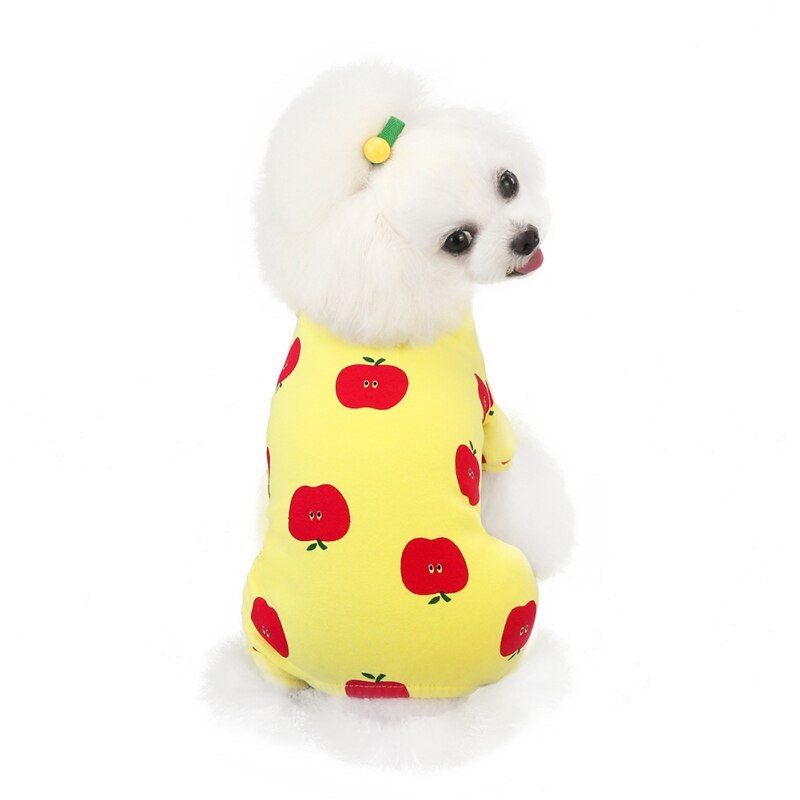 Warm Dogs Pajamas For Small Pet Dog Cat Clothes Puppy Jumpsuit Cute Fruit Printed Sleepwear For Dogs Home Outfit Pets Clothing: Y / XXL