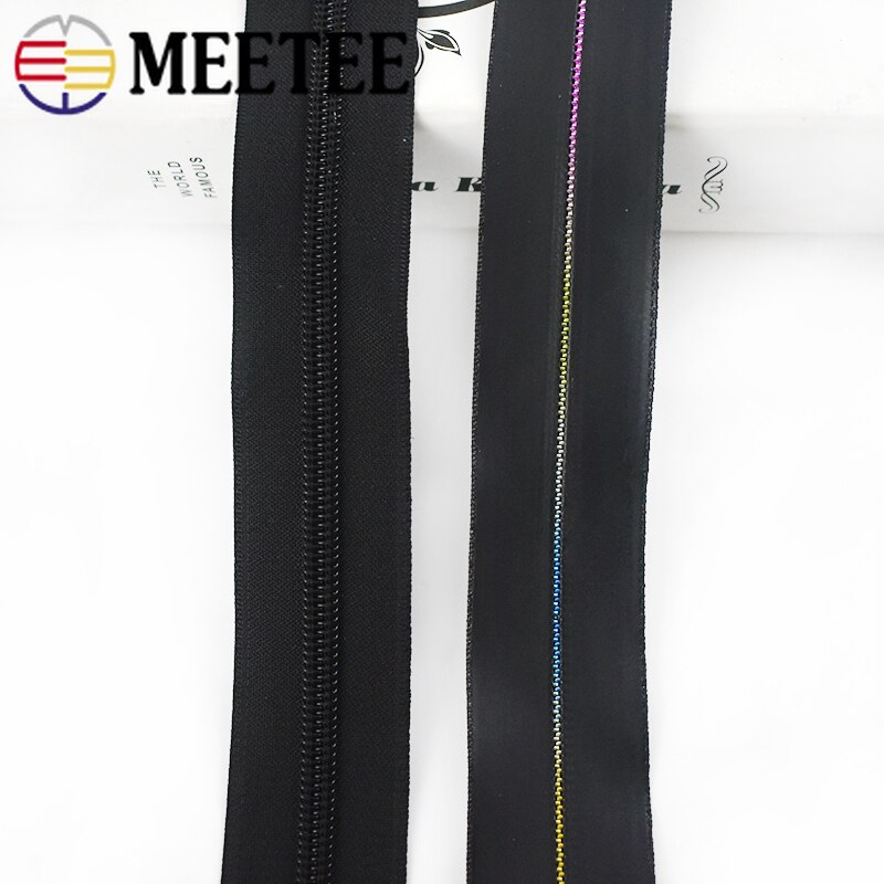 Fermeture éclair en Nylon avec dents colorées, 2/4M, 5 #, pour la couture, noir, imperméable, Invisible, en plastique, sac de veste d&#39;extérieur, accessoires de bricolage