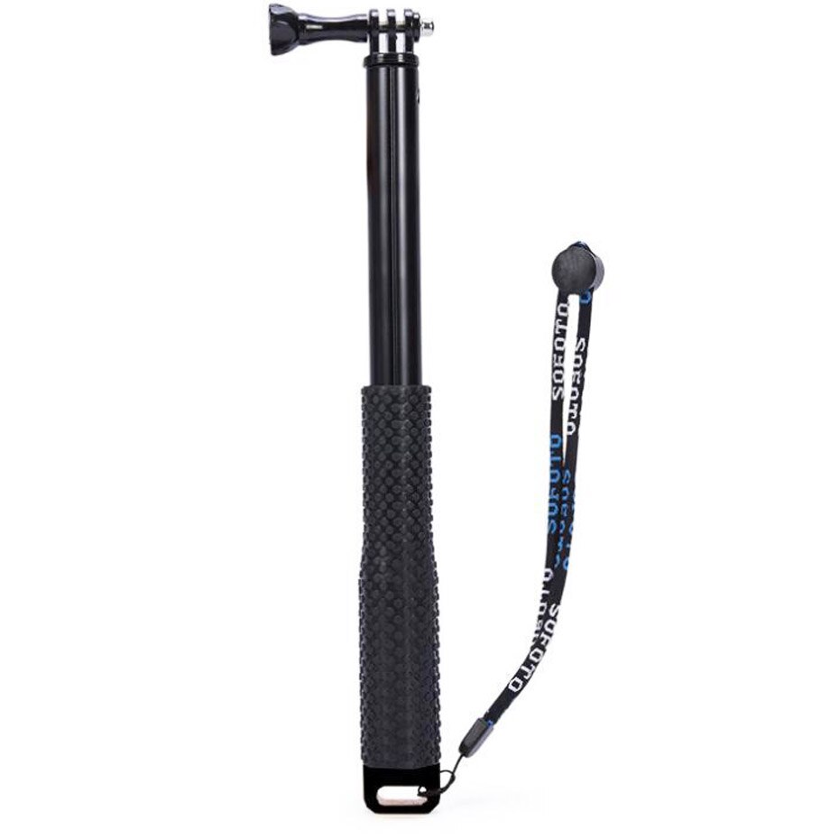 Go pro selfie stick handhållen utdragbar stång monopod+adapter+rem för gopro xiaomi mijia 4k yi sjcam actionkamera tillbehör: Svart