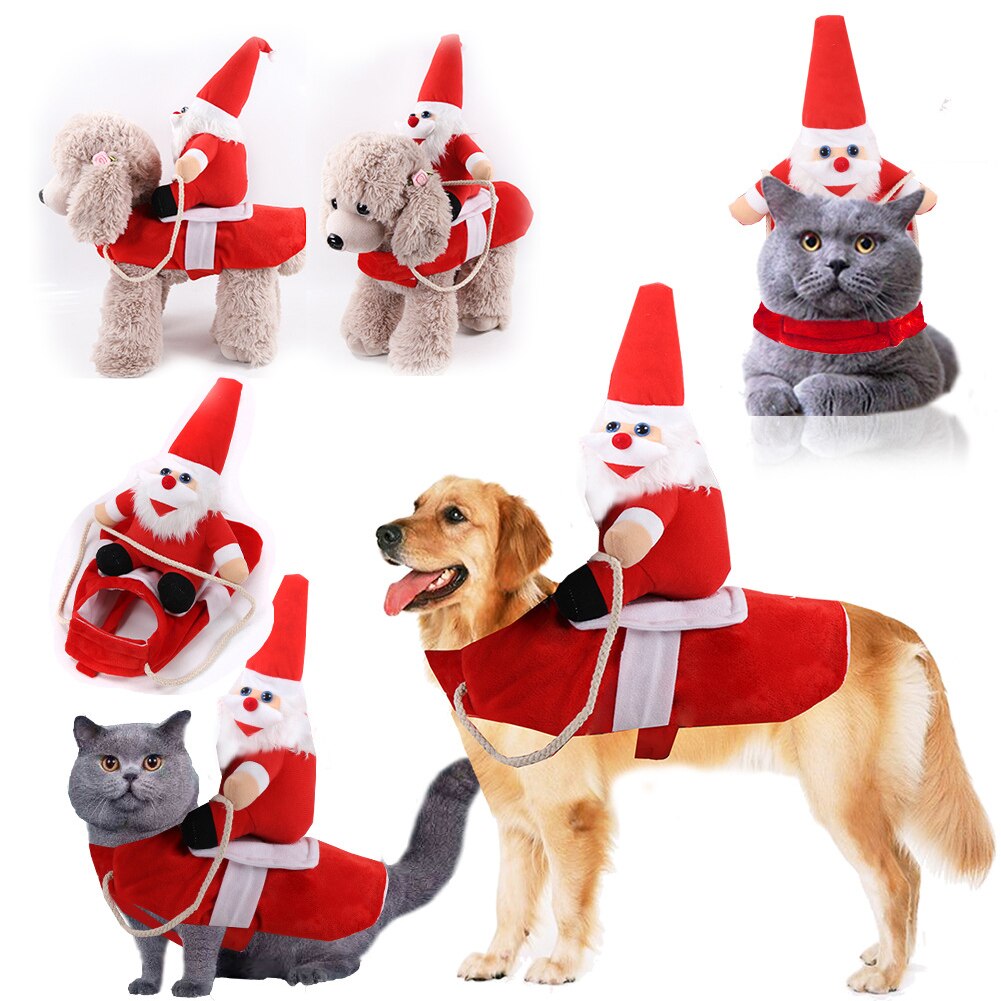 Vêtements de noël pour animaux de compagnie, tenue mignonne et à la , doux et , pour père noël, chien, chat, décoration de