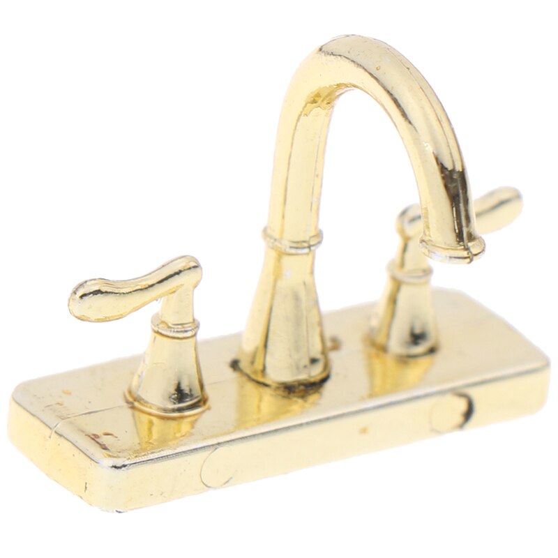 2pcs Dollhouse Faucet Simulation Model Furniture Toys 1:12 Metal Water Tap Faucet Dollhouse Miniature Bathroom Accessories