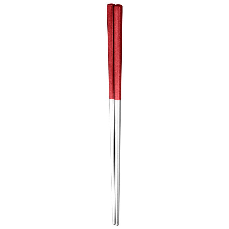Luxury Metal Baguette Sticks Sushi Tableware Chinese Korean Chopsticks Home 304stainless Steel Chopsticks Japan Dinnerware: Red silver