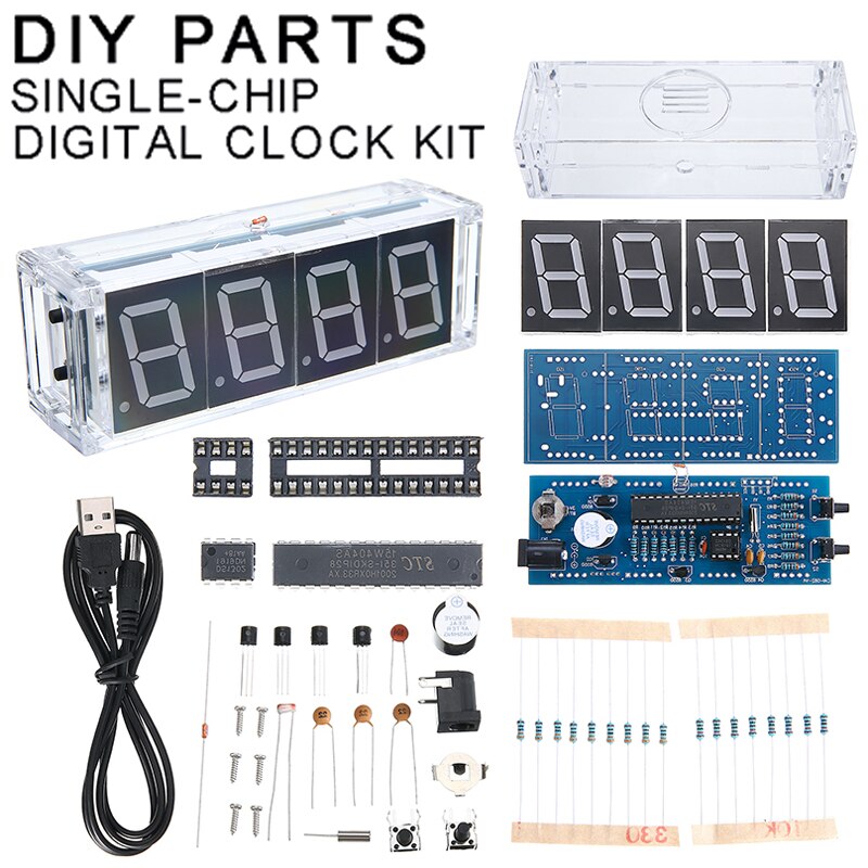 1pc Digital Tube Time Temperatiure Date Display Clock Portable Diy Dlectronic Clocks Kit