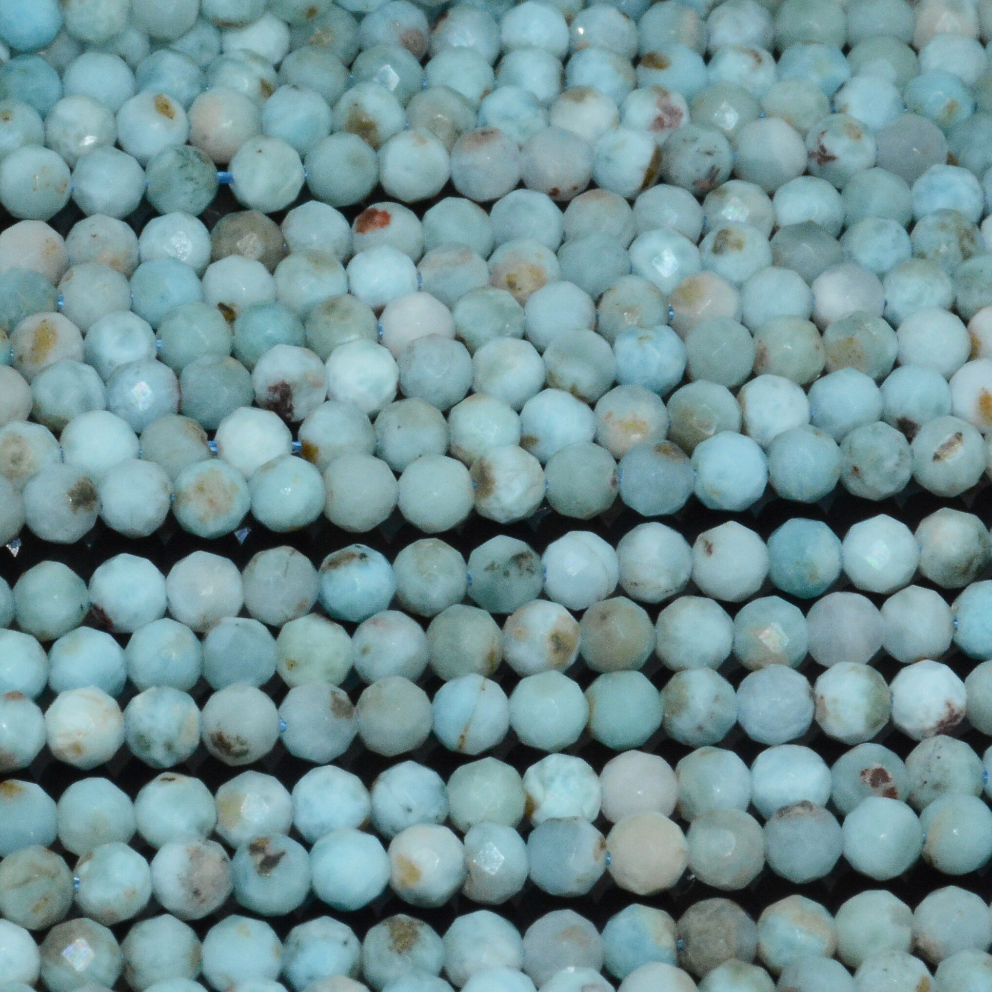 Natürliche, einfache, facettierte larimar-rundperlen 4mm
