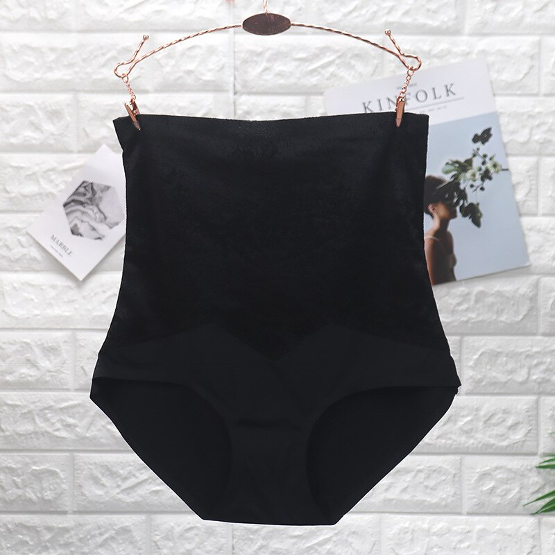 Abdomen In High Waist Panties for Postpartum Ladies Waist Shaper Butt Lifter Ice Silk Seamless Breathable Slimming Control Pants: Black / L