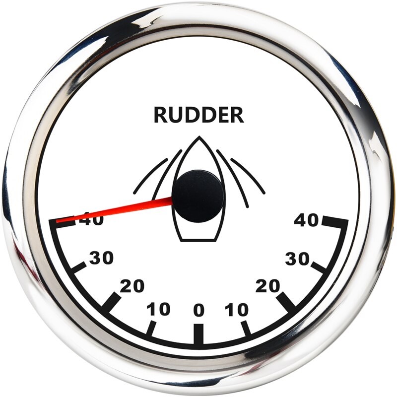 85mm Boat Rudder Angle Indicator Waterproof Rudder Angle Gauge for 0~190 ohm Sensor with Backlight: White Silver